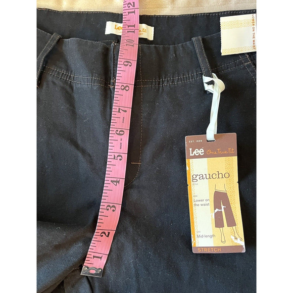 Gaucho Capri Jeans 5/6 NEW Lee Womens Black Denim Flared Casual 70's Retro Y2K - Picture 6 of 10